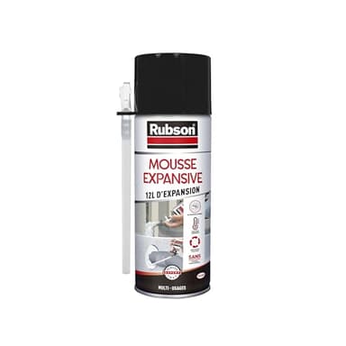 Rubson | Mousse Expansive Multi-Usages (aérosol de 300 ml) Blanche – Mousse polyuréthane pour isolation, calage et rebouchage – Mousse blanche avec 12 litres d'expansion