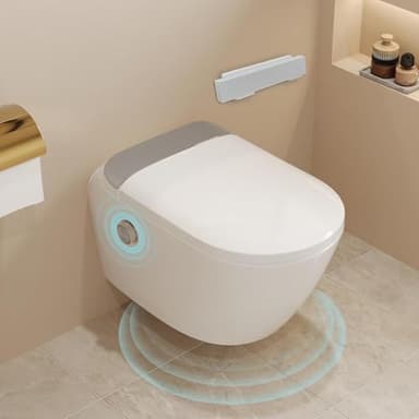 Toilette Japonaise Complète avec Fonction Bidet (Incluant Bâti-Support), Siège Chauffant, Buse Autonettoyante, Chasse d'Eau Automatique et Télécommande WC Intelligent Moderne avec Douche Intégrée
