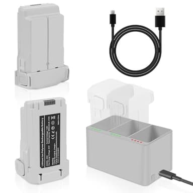 Fantasyo Mini 3 Batterie 2 Packs + Hub Triple, 3850mAh Batterie Intelligente et Chargeur Bidirectionnel, 47 Min de Vol, Compatible avec Mini 3/3 Pro/4 Pro - Charge 3 Batteries