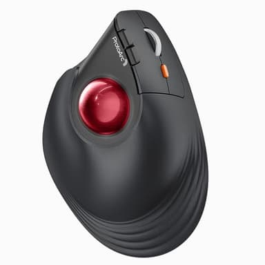 ProtoArc EM05 NL Trackball Souris Verticale sans Fil, Souris Boule Ergonomique Bluetooth Rechargeable, Contrôle du Pouce, Connexion à 3 Appareils, Compatible avec iPad, Mac, Windows, PC, Rouge