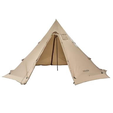 VEVOR Tente Chaude Tipi pour 4-6 Personnes, Tente d'hiver Portable avec Trou de Poêle, Toile Imperméable Revêtement PU2500 mm, Abri Léger 4 Saisons, pour Camping, Randonnée, Pêche, Chasse, Taille L