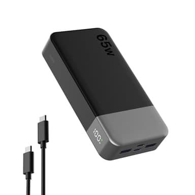 NOBIS Batterie Externe 20000mAh 65W Power Bank Double USB-C PD 3.0, Batterie Externe Charge Rapide 4 Ports Simultanés, Mode Courant Faible, pour Laptop, Téléphone, Tablette