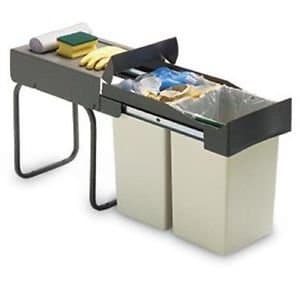 Poubelle amovible et coulissante sous évier de cuisine avec 2 bacs de 14 L, pour le tri sélectif, 227