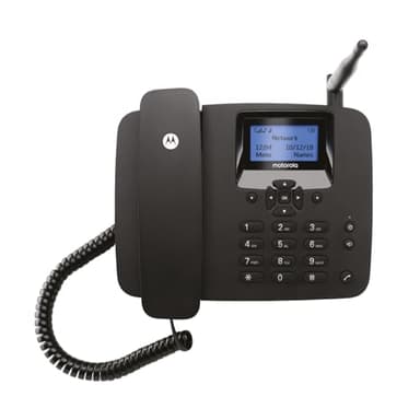 Motorola Voice - Téléphone Fixe sans Fil FW200L 2G, GSM Quadri-Bande, Batterie de Secours, Microphone muet, Mains Libres - Couleur Noire