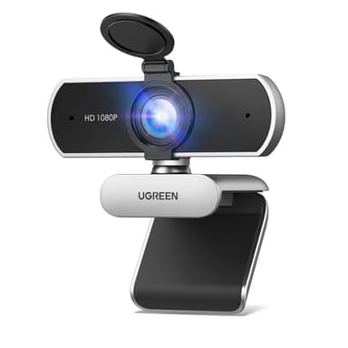 UGREEN Webcam Full HD 1080P 30FPS Caméra USB PC Mise au Point Fixe Deux Micro 360 Degrés Rotation Plug Play Windows MacOS Linux Youtube Streaming Skype Appel Vidéo Zoom Vidéoconférence (Gris Argenté)