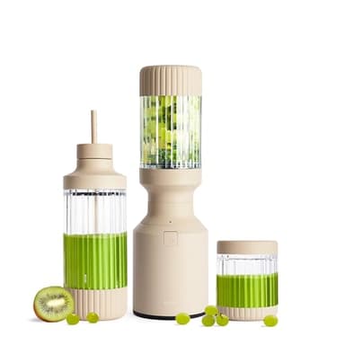 BEAST Blender smoothie 850W - Mixeur haute performance avec 3 bouteilles portables en Tritan - 785 ml - Couvercles et lames en acier inoxydable - Smoothie maker pour milkshakes, sauces et plus - Sable