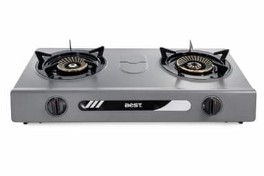 Réchaud gaz 2 feux - 7700W - Allumage piézo sans piles, acier facile à nettoyer - Portable, autoportant, idéal intérieur, extérieur, caravane, camping