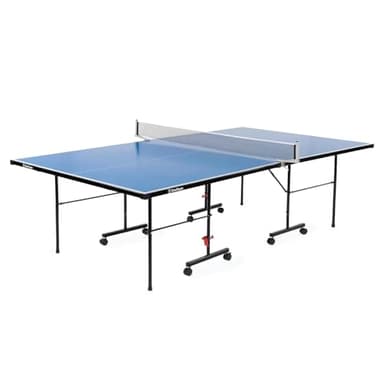 OneTeam Table de Ping Pong avec des Dimensions de 274x152.5x76 cm pour Jouer en Extérieur avec Filet Plateaux Pliables Roues de Transport avec Fonction de Blocage Bleu Clair