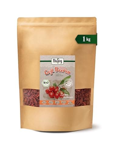Biojoy Baies de Goji BIO supérieures (1 kg), séchées et entières, sans sucre ajouté