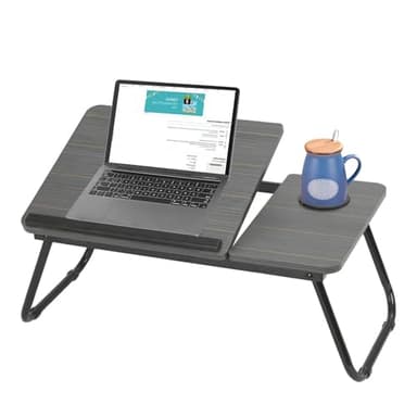 BALLSHOP Table de Lit Pliable pour Ordinateur Portable 55x32cm Plateau Multifonction avec Porte-Gobelet Bureau Portable pour Lecture Petit-Déjeuner (Noir)