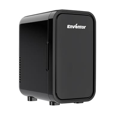 Enventor Mini Frigo 6 litres/8 canettes, alimentation CA + 12V CC, glacière et réchaud, portables petit réfrigérateur pour chambres, voiture, soins de la peau, fruits et boissons, noir