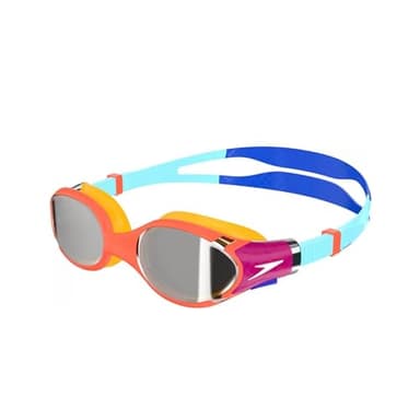Speedo Biofuse 2.0 Mirror Lunettes de natation pour Mixte Enfant, Orange/Bleu, One Size
