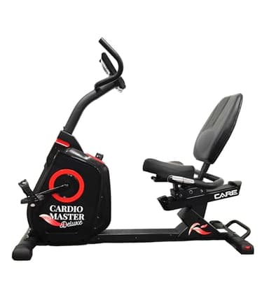Care Fitness - Vélo Semi-Allongé - Cardio Master Deluxe - 7 Fonctionnalités - 32 Niveaux - 24 Programmes - Siège Réglable - Pédales Lestées - Pédalage Fluide et Silencieux