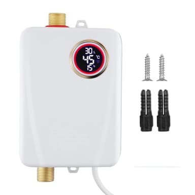 Aofesel Chauffe Eau Instantané Electrique, 3500W 220V Chauffe-Eau Sans Réservoir, 20-50 °C, IPX4 étanche Mini Chauffe-Eau Sans Réservoir Pour Douche Salle de Bain Cuisine