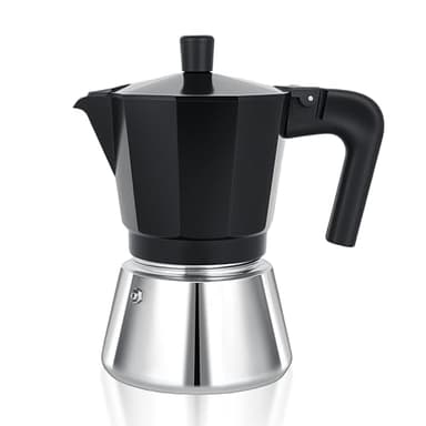 VINATO Nouvelle Cafetiere Italienne Induction, Cafetière Moka 6 Tasses, Cafetière pour le Camping, avec Soupape de Sécurité