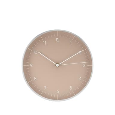 LUUK LIFESTYLE Horloge Murale Silencieuse, Design Moderne (24 cm), Chiffres Facile à Lire, Cadeau Pendaison de crémaillère, Idéal pour Cuisine, Salon, Bureau, Chambre, Beige et Argent