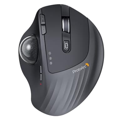 ProtoArc EM01 NL Trackball Souris, Ergonomique Angle RéGlable Souris, Bluetooth Souris sans Fil Rollerball, Rechargeable, Contrôle du Pouce,Connexion De 3 Appareils pour PC,Mac,Windows