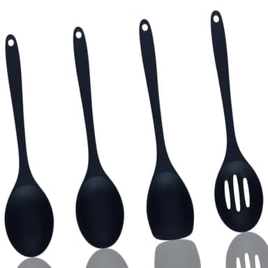 Ustensiles De Cuisine en Silicone, 4 Pièces Cuillères à Mélanger, Spatules et Palettes en Silicone Antiadhésifs pour Pâtisserie (27,5 cm)
