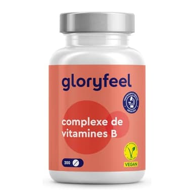Vitamine B Complex, Contient Toutes les Vitamines B, B1 B2 B3 B5 B6 B7 (Biotine) B9 (Acide Folique), 200 Comprimés (7 Mois) Extra Fort, Contre Fatigue et le Stress*, 100% Végétalien et Sans Additifs
