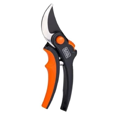 BLACK+DECKER Cisaille de Jardin - Ciseaux à Bois - Secateur de Jardin avec Lames en acier trempé - Branches d'un Diamètre de 13 mm - Taille 20,3 cm - Acier - Noir/Orange