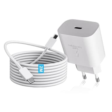 25W Chargeur pour Samsung Charge Rapide avec Type C Câble 2M pour Samsung Galaxy S25 S24 S23 S22 S21 S20 Plus/Ultra, A15 A14 A13 A54 A53 A52 A55 A34 5G, Chargeur Ultra Rapide Prise USB C Adaptateur