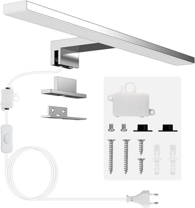 Aogled Lampe Miroir Salle De Bain 40cm avec Interrupteur,10W Applique Salle de Bain Blanc Froid 6500K＆820LM,230V LED Miroir Classe II