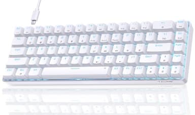 Dierya Clavier Gamer Mécanique 60% Câblé avec Interrupteur Bleu,T68se Clavier Gaming LED Rétroéclairé Type-c Mechanical Keyboard Compact 68 Touches Anti-ghosting-US Layout,Blanc