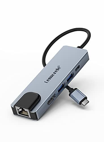 Lemorele Hub USB C 5-en-1, Adaptateur avec Ethernet LAN RJ45, 4K HDMI, 2 USB 3.0, PD 100W, Dock Multiport pour Steam Deck, MacBook Pro/Air, iPad Pro/Air, ChromeBook, Switch, etc