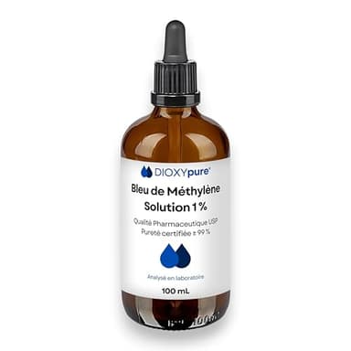 Bleu de Méthylène - Solution 1% - Qualité pharmaceutique USP - Pureté certifiée ≥ 99 - Analysé en laboratoire - Qualité certifiée - Prêt à l’emploi (1)