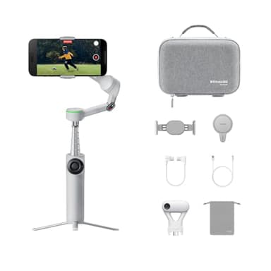 Insta360 Flow 2 Pro – Stabilisateur IA pour Smartphones (iPhone et Android) – Idéal pour Voyages, Vlogs et création – Pack créateur Ultime Gris