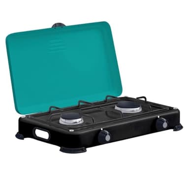 INTEC - Réchaud à gaz 2 feux 3200W Brûleurs et Grille en fonte amovibles - Plaque de Cuisson 2 feux GOLD II