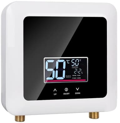 Chauffe-eau électriques 220V 7500W, Chauffe-eau électrique sans réservoir, Petit chauffe-eau instantané électrique économie d'eau Avec écran numérique, Pour cuisine, salle de bain, lavage (White)