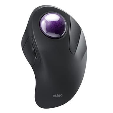 Nulea Souris Trackball sans Fil, Conception Ergonomique Rechargeable, contrôle par Index avec 5 DPI réglables, Connexion à 3 appareils, Compatible pour PC, iPad, Mac, Windows, Android