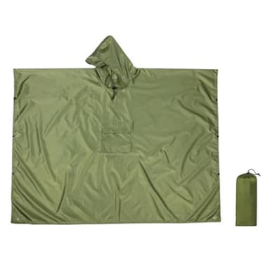 BDSHUNBF Poncho Pluie Imperméable avec Capuche,Poncho/Tapis de Camping/Ombre de Camping Multifonctions 3 en 1,Poncho Imperméable Unisexe PonchoPluie Réutilisable,Cape de Pluie pour Moto/vélo,Vert