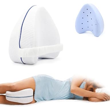 Fishtec - Coussin Entre-Jambes Xtra - Alignement de la tête aux Pieds - Bande de Maintien - Elastique et Doux - Mousse à mémoire de Forme - Confort - Repos - Relaxant - Tissus Respirant
