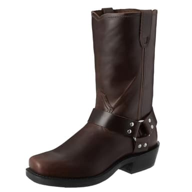 ENWIND Hommes Cuir Équitation Moto Bottes Chevalier Mi-Mollet Bout Carré Western Cowboy Biker, Marron, 42 EU