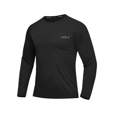 T-Shirts à Manches Longues Rashguard UPF 50+ Anti UV Homme T-Shirt de Sport Séchage Rapide Maillot de Bain Hauts T-Shirts de Pêche pour Hommes (BK XL)