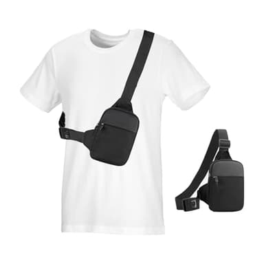 cxxtkcxxlc Petite Sacoche Poitrine Homme, Sac Poitrine Homme, Sac Bandoulière Étanche pour Camping, Randonnée, Voyage, Sac à Bandoulière Homme et Femme, Sacoche Crossbody Poitrine (Noir)