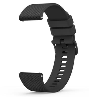 Wanme 20mm Bracelet de Montre en Silicone, Souple Bracelet de Replacement en Dégagement Rapide avec Boucle en Même Couleur Homme Femme 20mm, Noir