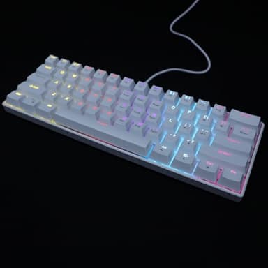 jojofuny Clavier Mécanique Filaire Blanc K61 61 Touches Rétroéclairé RGB Compact pour Ordinateur Portable et PC Clavier de Jeu Ergonomique Portable de Joueur pour Gaming et Bureautique