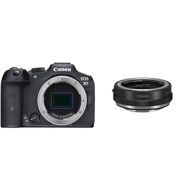 Canon EOS R7 Appareil Photo Hybride Format APS-C 325 Mpix Noir Boîtier Nu Standard & Bague d'adaptation EF pour boitier EOS R avec Bague de Commande
