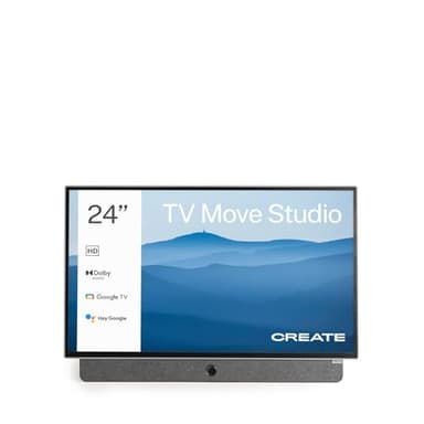 CREATE / TV Move Studio/Téléviseur Smart TV 24' Portable/avec Batterie jusqu'à 3h, écran antireflet, contrôle Vocal, Haute définition, Dolby Audio, Bluetooth 5.1, Google TV.