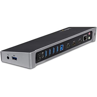 StarTech.COM Station d'accueil Triple écran USB 3.0 pour Ordinateur Portable - HDMI 4K, 2 x DisplayPort - Station d'accueil USB Universelle pour Windows et Mac OS (USB3DOCKH2DP), Noir
