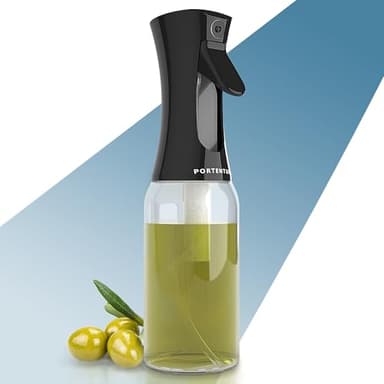 PORTENTUM Pulvérisateur d'huile Premium pour cuisine et friteuse d'air 300 ml Spray Cuisine Anti-goutte, Huile en verre avec distributeur, Accessoires Friteuse sans huile
