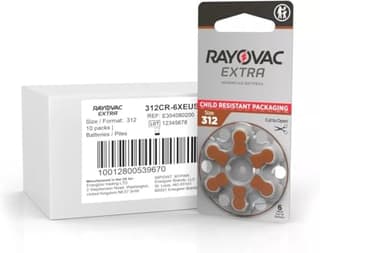 60 piles auditives Rayovac 312 Extra advanced / pile auditive PR41 / piles pour appareils auditifs / 312AE,A312,DA312,P312,PR312H