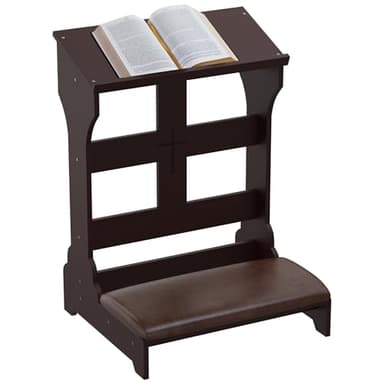 uyoyous Banc de prière, Banc de prière en Bois, Tabouret à Genoux rembourré avec Coussin, Chaise de prière pour la Maison et l'église(Dark Brown)