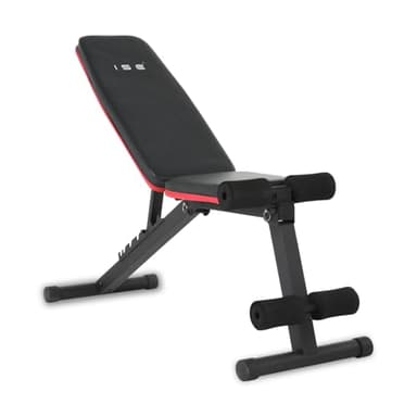 ISE Banc Musculation Pliable/Banc Musculation Plat Pliable, Banc Abdominaux Multifonction, Banc de Musculation Inclinable, Banc Fitness Abdos Réglable 7 Positions, Banc Inclinable Musculation Homme