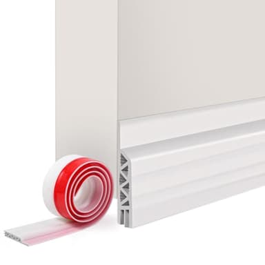 Vinabo Boudin Isolant, 100cm x 5cm - Bas de Porte Anti-Courant d'Air & Étanchéité, Adhésif - Isolation et Protection Sonore pour Porte d'Entree (Blanc)