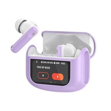 Thunelec Ecouteurs Bluetooth sans Fil, 48H Écouteur Bluetooth 5.4 avec Écran Tactile Multifonction, Stéréo Immersif Ecouteurs sans Fil avec Réduction du Bruit ANC/ENC/Mode Transparence, Raisin Violet