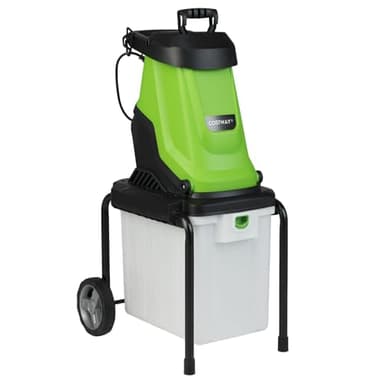 COSTWAY Broyeur de Végétaux et Branches Électrique 2800W, Broyeur de Jardin Bac de Collecte 50 L Dia. Coupe de 45 mm Trémie de Remplissage Roues, Mulcheur Filaire pour Nettoyage Compostage (Vert)